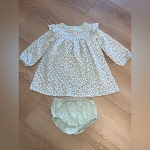 Quilted Floral Ruffle Dress and Bloomers Set